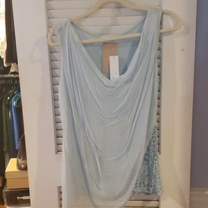 Light blue tunic top with lace detail sz s